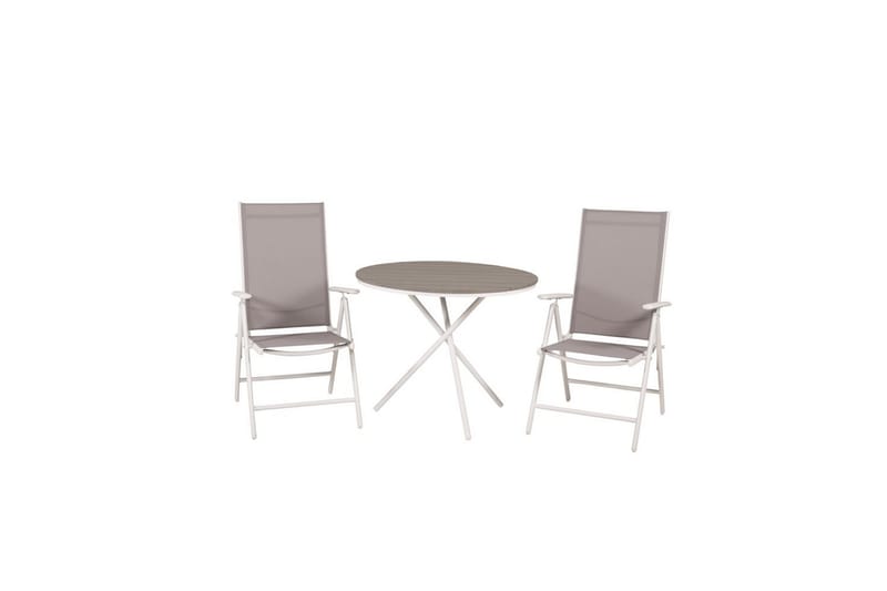 Caféset Parma Rund Ø90 cm + 2 Break Positionsstolar Vit/Grå - Venture Home - Utemöbler & utemiljö - Utegrupp - Cafegrupp & cafeset