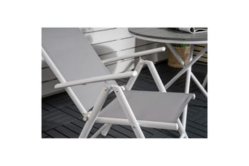 Caféset Parma Rund Ø90 cm + 2 Break Positionsstolar Vit/Grå - Venture Home - Utemöbler & utemiljö - Utegrupp - Cafegrupp & cafeset