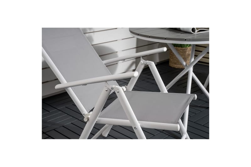 Caféset Parma Rund Ø90 cm + 2 Break Positionsstolar Vit/Grå - Venture Home - Utemöbler & utemiljö - Utegrupp - Cafegrupp & cafeset