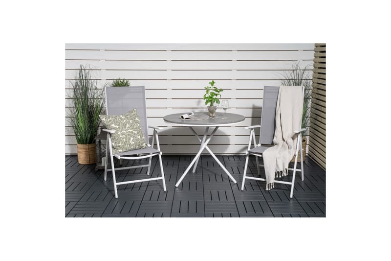 Caféset Parma Rund Ø90 cm + 2 Break Positionsstolar Vit/Grå - Venture Home - Utemöbler & utemiljö - Utegrupp - Cafegrupp & cafeset
