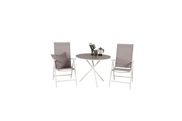 Caféset Parma Rund Ø90 cm + 2 Break Positionsstolar Vit/Grå - Venture Home - Utemöbler & utemiljö - Utegrupp - Cafegrupp & cafeset