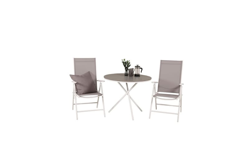 Caféset Parma Rund Ø90 cm + 2 Break Positionsstolar Vit/Grå - Venture Home - Utemöbler & utemiljö - Utegrupp - Cafegrupp & cafeset