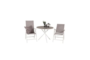 Caféset Parma Rund Ø90 cm + 2 Break Positionsstolar Vit/Grå - Venture Home - Utemöbler & utemiljö - Utegrupp - Cafegrupp & cafeset