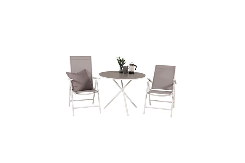 Caféset Parma Rund Ø90 cm + 2 Break Positionsstolar Vit/Grå - Venture Home - Utemöbler & utemiljö - Utegrupp - Cafegrupp & cafeset