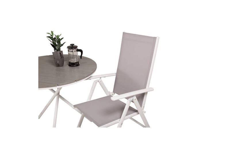 Caféset Parma Rund Ø90 cm + 2 Break Positionsstolar Vit/Grå - Venture Home - Utemöbler & utemiljö - Utegrupp - Cafegrupp & cafeset