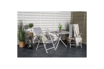 Caféset Parma Rund Ø90 cm + 2 Break Positionsstolar Vit/Grå - Venture Home - Utemöbler & utemiljö - Utegrupp - Cafegrupp & cafeset