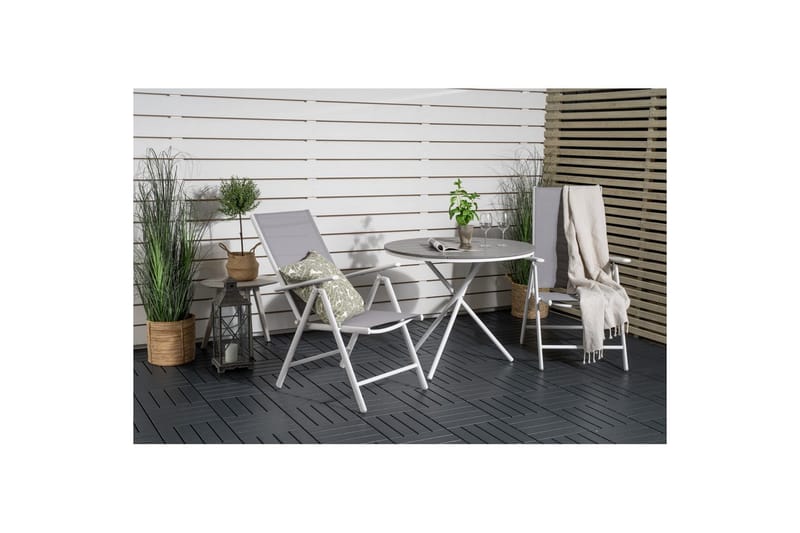 Caféset Parma Rund Ø90 cm + 2 Break Positionsstolar Vit/Grå - Venture Home - Utemöbler & utemiljö - Utegrupp - Cafegrupp & cafeset