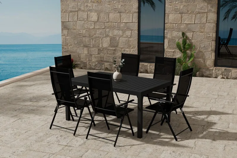 Capo Matbord Utomhus 100x160 cm med 6 Levanzo Karmstol