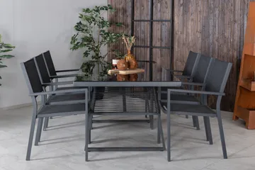 Dallas Matgrupp Utomhus cm Rektangulär med 6 Copacabana Utestolar - Svart - Utemöbler & utemiljö - Utegrupp - Matgrupp utomhus