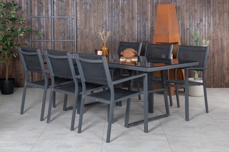 Dallas Matgrupp Utomhus cm Rektangulär med 6 Copacabana Utestolar - Svart - Utemöbler & utemiljö - Utegrupp - Matgrupp utomhus