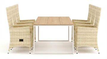 Devon utomhus matgrupp 210x100 cm med 6 Jenny matstolar - Beige/Teak - Utemöbler & utemiljö - Utegrupp - Matgrupp utomhus