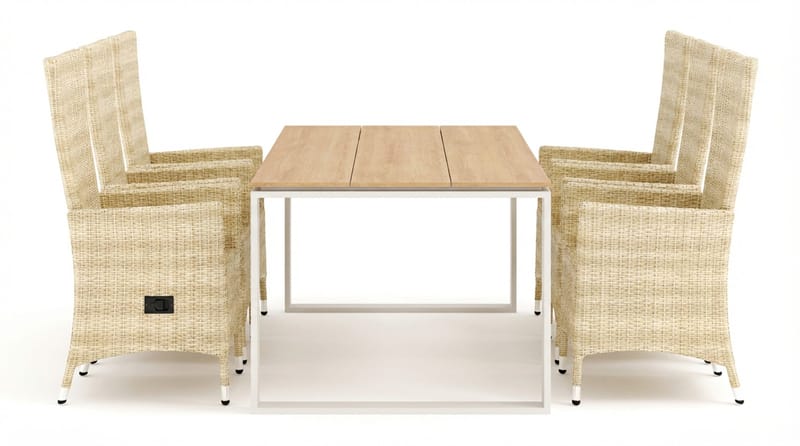 Devon utomhus matgrupp 210x100 cm med 6 Jenny matstolar - Beige/Teak - Utemöbler & utemiljö - Utegrupp - Matgrupp utomhus