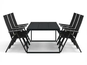 Devon utomhus matgrupp 210x100 cm med 6 Monaco Light positionsstolar - Svart - Utemöbler & utemiljö - Utegrupp - Matgrupp utomhus