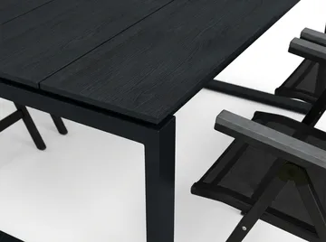 Devon utomhus matgrupp 210x100 cm med 6 Monaco Light positionsstolar - Svart - Utemöbler & utemiljö - Utegrupp - Matgrupp utomhus