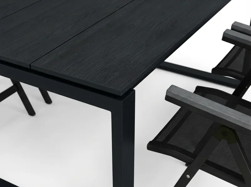 Devon utomhus matgrupp 210x100 cm med 6 Monaco Light positionsstolar - Svart - Utemöbler & utemiljö - Utegrupp - Matgrupp utomhus
