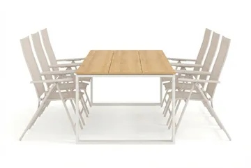 Devon utomhus matgrupp 210x100 cm med 6 Sanna positionsstolar - Beige/Teak - Utemöbler & utemiljö - Utegrupp - Matgrupp utomhus