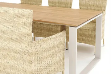 Devon utomhus matgrupp 210x100 cm med 6 Thor fåtöljer - Beige/Teak - Utemöbler & utemiljö - Utegrupp - Matgrupp utomhus