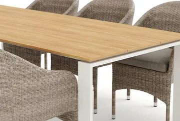 Devon utomhus matgrupp 210x100 cm med 6 Thor fåtöljer - Beige/Teak - Utemöbler & utemiljö - Utegrupp - Matgrupp utomhus