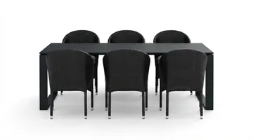 Devon utomhus matgrupp 210x100 cm med 6 Thor fåtöljer - Svart - Utemöbler & utemiljö - Utegrupp - Matgrupp utomhus