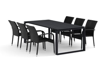 Devon utomhus matgrupp 210x100 cm med 6 Thor Light utefåtöljer - Svart - Utemöbler & utemiljö - Utegrupp - Matgrupp utomhus