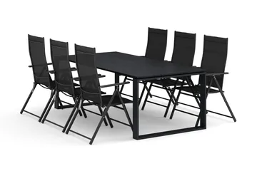 Devon utomhus matgrupp 210x100 cm med 6 positionsstolar - Svart - Utemöbler & utemiljö - Utegrupp - Matgrupp utomhus