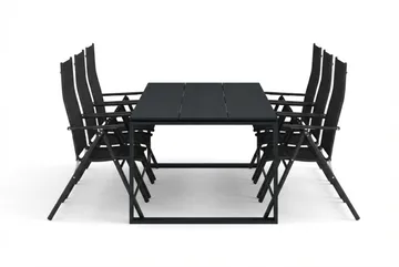 Devon utomhus matgrupp 210x100 cm med 6 positionsstolar - Svart - Utemöbler & utemiljö - Utegrupp - Matgrupp utomhus