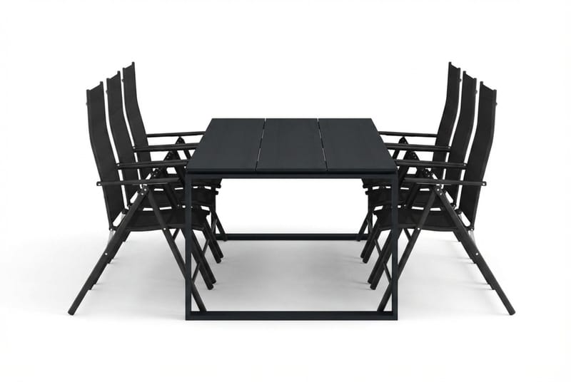 Devon utomhus matgrupp 210x100 cm med 6 positionsstolar - Svart - Utemöbler & utemiljö - Utegrupp - Matgrupp utomhus