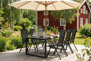 Devon utomhus matgrupp 210x100 cm med 6 positionsstolar - Svart - Utemöbler & utemiljö - Utegrupp - Matgrupp utomhus