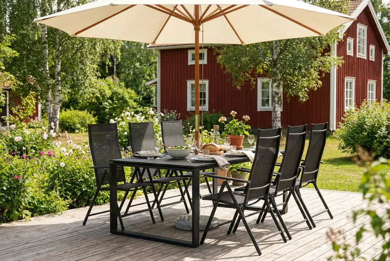 Devon utomhus matgrupp 210x100 cm med 6 positionsstolar - Svart - Utemöbler & utemiljö - Utegrupp - Matgrupp utomhus