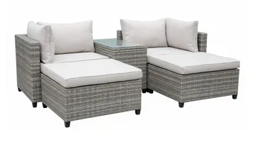 Dramilo Loungegrupp i konstrotting med bord och dynor - Beige - Utemöbler & utemiljö - Utegrupp - Soffgrupp utomhus