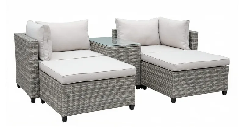 Dramilo Loungegrupp i konstrotting med bord och dynor - Beige - Utemöbler & utemiljö - Utegrupp - Soffgrupp utomhus