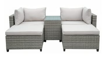 Dramilo Loungegrupp i konstrotting med bord och dynor - Beige - Utemöbler & utemiljö - Utegrupp - Soffgrupp utomhus