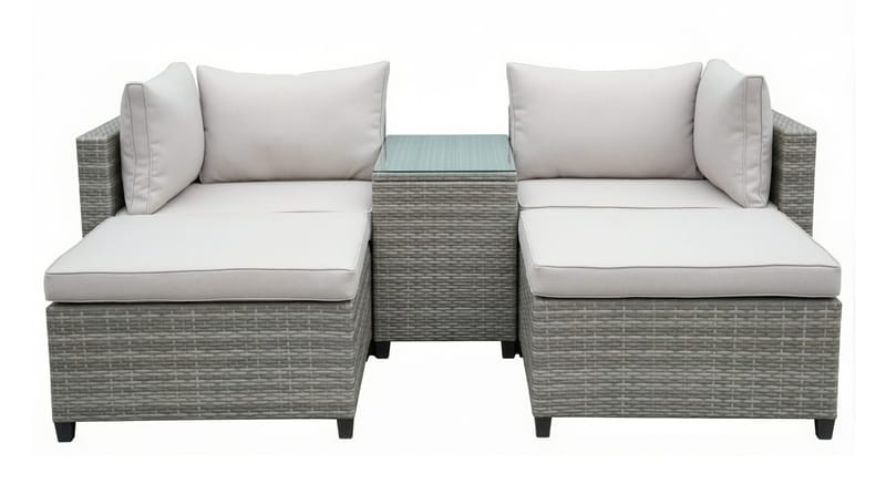 Dramilo Loungegrupp i konstrotting med bord och dynor, Beige