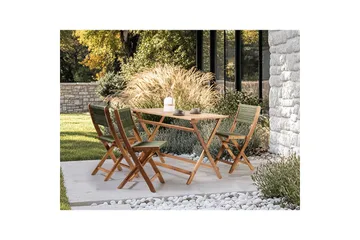 Fällbara utemöbler Prossedi - Grönt, ljust trä - Utemöbler & utemiljö - Utegrupp - Matgrupp utomhus