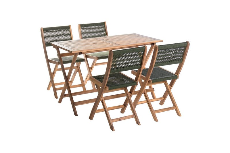 Fällbara utemöbler Prossedi, Grönt, ljust trä