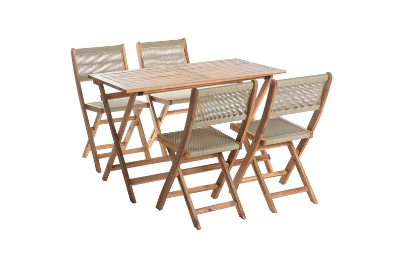 Fällbara utemöbler Prossedi, Beige, ljust trä