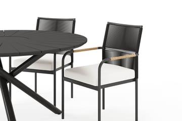 Finnhamn Matbord 140 cm Runt med 4 Sonia Matstolar - Svart - Utemöbler & utemiljö - Utegrupp - Matgrupp utomhus