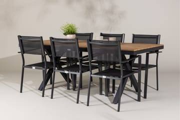 Garcia Matgrupp Utomhus 200 cm Rektangulär med 6 Copacabana Utestolar - Svart - Utemöbler & utemiljö - Utegrupp - Matgrupp utomhus