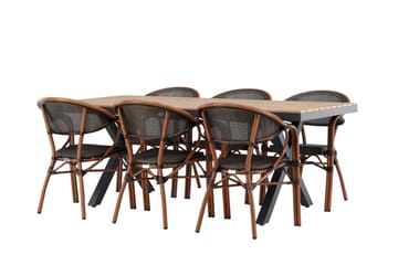 Garcia Matgrupp Utomhus 200 cm Rektangulär med 6 Vila Real Utestolar - Svart - Utemöbler & utemiljö - Utegrupp - Matgrupp utomhus