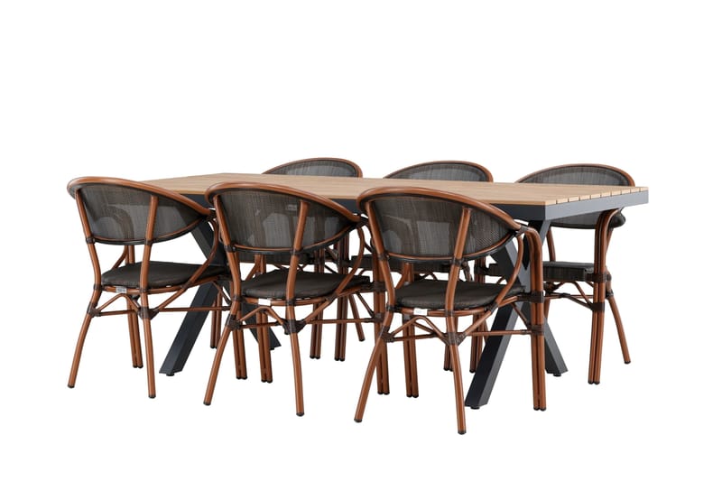Garcia Matgrupp Utomhus 200 cm Rektangulär med 6 Vila Real Utestolar - Svart - Utemöbler & utemiljö - Utegrupp - Matgrupp utomhus