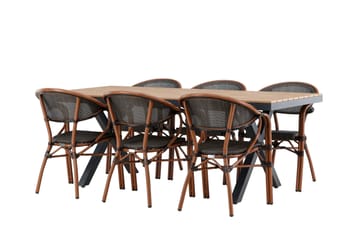 Garcia Matgrupp Utomhus 200 cm Rektangulär med 6 Vila Real Utestolar - Svart - Utemöbler & utemiljö - Utegrupp - Matgrupp utomhus