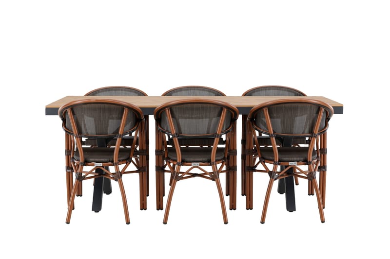 Garcia Matgrupp Utomhus 200 cm Rektangulär med 6 Vila Real Utestolar, Svart