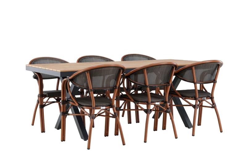 Garcia Matgrupp Utomhus 200 cm Rektangulär med 6 Vila Real Utestolar - Svart - Utemöbler & utemiljö - Utegrupp - Matgrupp utomhus