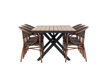 Garcia Matgrupp Utomhus 200 cm Rektangulär med 6 Vila Real Utestolar - Svart - Utemöbler & utemiljö - Utegrupp - Matgrupp utomhus