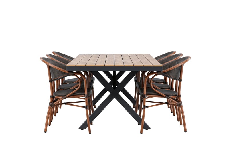 Garcia Matgrupp Utomhus 200 cm Rektangulär med 6 Vila Real Utestolar - Svart - Utemöbler & utemiljö - Utegrupp - Matgrupp utomhus