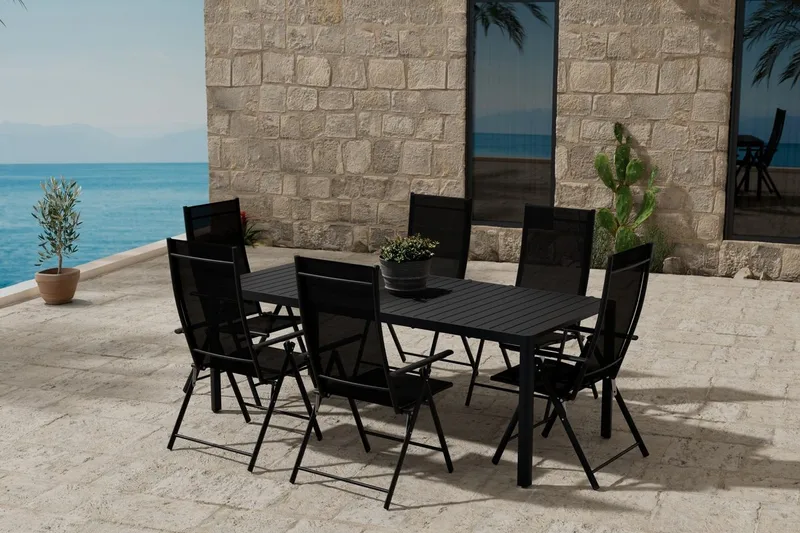 Giardini Matbord Utomhus 90x200 cm med 6 Levanzo Karmstol