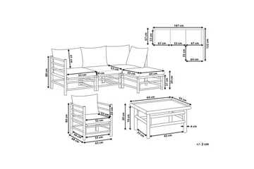 Hörnsoffa Cerreto med fåtölj Beige/ljust trä - Beige/ljust trä - Utemöbler & utemiljö - Utegrupp - Soffgrupp utomhus
