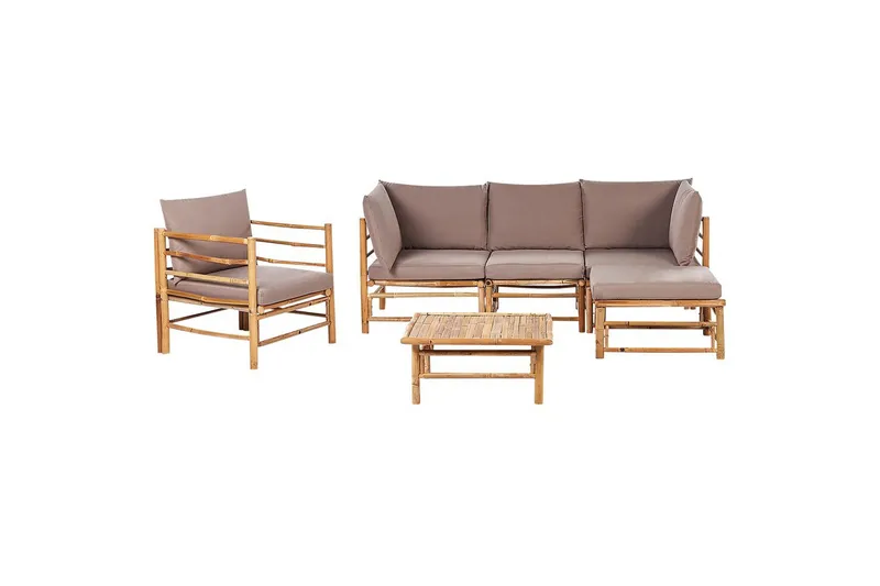 Hörnsoffa Cerreto med fåtölj Beige/ljust trä, Beige/ljust trä