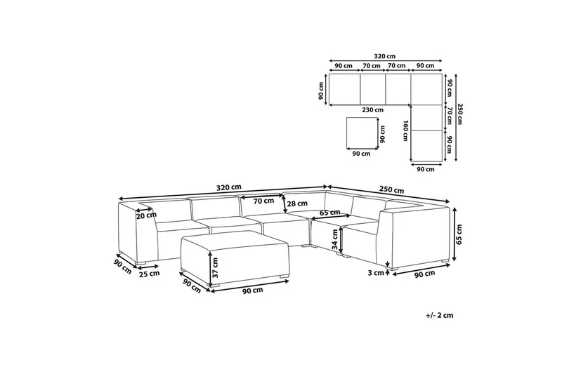 Hörnsoffa med fotpall Arezzo Grå/svart, Vänstervänd - Grå/svart, Vänstervänd - Utemöbler & utemiljö - Loungemöbler - Loungeset & loungegrupp