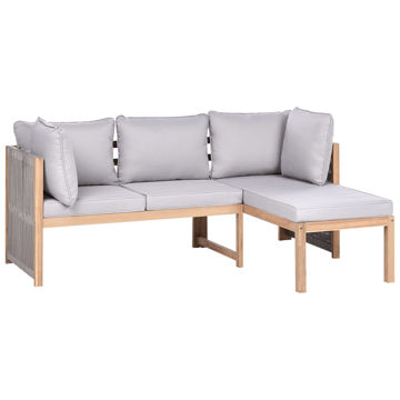 Hörnsoffa utomhus med Bord 3-Sits Arabba Vänstervänd Akaciaträ - Brun/Grå - Utemöbler & utemiljö - Utegrupp - Soffgrupp utomhus